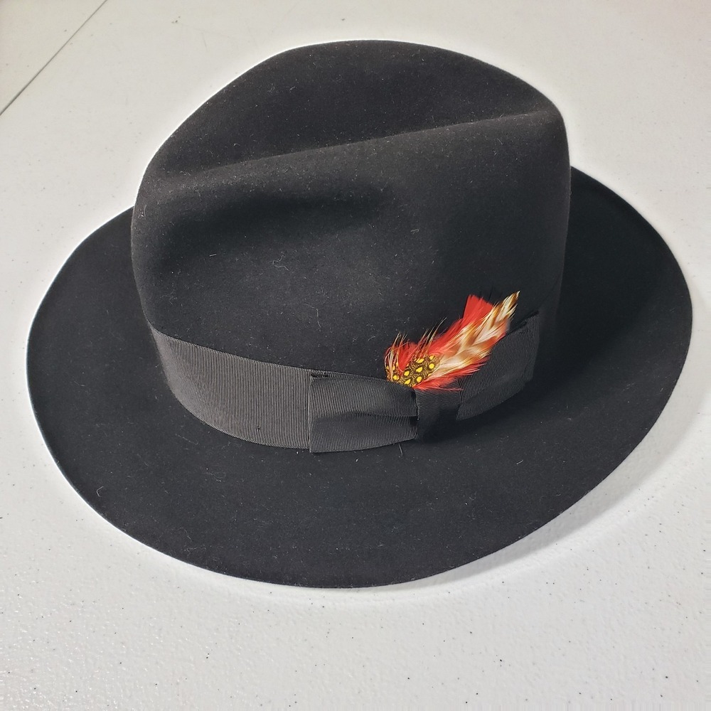 Miller Hats Black Felt Fedora 7 Custom Made Biltmore Men's Classic Hat